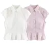 Moda europea y americana transfronteriza AliExpress artículo de venta caliente camisa a rayas de moda con cinturón de empalme