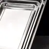 Placa rectangular de acero inoxidable extra gruesa y profunda para barbacoa, charola para platillos fríos, plato multiusos para vapor, charola para toallas