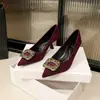 Zapatos de tacón alto decorativos mate color verde metálico para mujer, punta fina, corte bajo, suela suave, adecuados para ir al trabajo, zapatos de dama de honor, zapatos para citas diarias