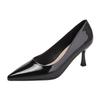 A111 Zapatos de Tacón Alto de Boca Baja para Mujer Tacón de Aguja Nuevo Cuero Suave Etiqueta Sin Pies Negro Zapatos Individuales Entrevista Zapatos Profesionales de Trabajo