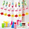 Decoração de Festa de Verão na Beira-Mar Bandeirola Havaiana de Flamingo Amazon Nova Bandeirola Decorativa Havaiana