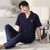 Pijama de gasa de doble capa para hombre hecho de tela de algodón puro, gasa 100% algodón, ropa de casa de algodón para bebé, pantalones largos de manga corta de verano para hombre