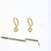 Pendientes de Lujo Ligero de Nicho de Gama Alta con un Estilo Versátil y Elegante, Acero Inoxidable Chapado en Oro de 18 Quilates, Pendientes con Colgante de Circonita en Forma de Corazón para Mujer