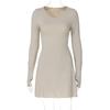 Estilo europeu e americano cross-border roupas femininas outono einverno nova moda simples cor sólida cinta traseira cintura- vestido apertado de comércio exterior atacado