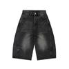 Calça Shorts Jeans Cropped Estilo Retrô Americano para Homens e Mulheres, Novos Shorts de Verão Retos de Perna Larga Soltos Emagrecedores de Cintura Alta