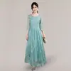 Vestido de Noche Estilo Francés para Mujer 2026 Nuevo Verano Host de Amazon Largo Encaje Vestido para Reunión Anual Compromiso