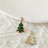 Série de Natal bonito simples liga de óleo pingando diamante pingente de árvore de Natal DIY jóias colar brincos acessórios