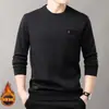 Suéter de forro polar para hombre, nuevo de otoño e invierno 2023, con forro polar, engrosado, cuello redondo, sencillo, moderno, jersey de manga larga con estampado