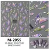 Nueva manicura primaveral colorida con pequeñas flores silvestres, pegatinas de manicura con relieve, pintura al óleo romántica, pegatinas frescas, sencillas y bonitas para uñas.