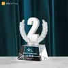 Trofeo de Cristal para Estudiante Hecho a Medida de Vidrio para Niños Guardería Competición Deportiva Campeón Estrella de Cinco Puntas Trofeo de Metal