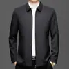Chaqueta de Negocios para Hombre de Primavera y Otoño con Cuello Solapa y Cremallera, Adecuada para Hombres de Mediana Edad y Mayores, Ropa Casual para Hombre Fresca y Resistente a las Arrugas