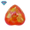 Huagang Gema Forma de Corazón Ópalo Sintético Anillo de Ópalo Fondo Plano Ópalo Artificial Rojo Naranja Corazón de Durazno Op47