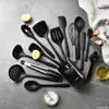 Juego Ligero de Utensilios de Cocina de Silicona Antiadherentes de Una Pieza con Cubierta Completa Set de Utensilios de Cocina para Cocina Casera Espátula Cucharón de Silicona Espátula