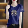 Camiseta de manga corta de marca para mujer, con excedente de comercio exterior transfronterizo, corte holgado, tallas grandes para mujer, camiseta básica de media manga