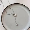 Collar Minimalista de Plata con Colgante de Amor para Mujer Primavera y Verano Lujo Ligero Gama Alta Cadena Larga de Lana Extraíble Accesorios