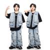 Ropa de moda para niños de hip-hop, pantalones vaqueros holgados de marca de moda con bolsillos, traje para niños y niñas de hip-hop, ropa de actuación de baile de hip-hop.
