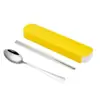 Juego de Vajilla Cuchillo y Tenedor de Acero Inoxidable Cuchara Juego de Vajilla Portátil Juego de Tres Piezas Caja de Regalo para Exteriores Juego de Una Pieza Vajilla Juego de Cuatro Piezas