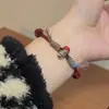 Pulseira Trazadora de Sorte para o Ano do Seu Nascimento, Pulseira de Fio Vermelho para Casais, Presente de Ano Novo, Pulseira Trançada de Corda Feita à Mão