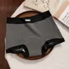 Estilo Novo 2025 Série Cinza Confortável Cueca Boxer 100% Algodão para Mulheres, Alta Elasticidade, Confortável Abraçando o Quadril Cueca de Algodão Four-Corner para Mulheres
