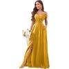 Vestidos de Noche de Amazon Vestidos de Dama de Honor con Hombros Descubiertos para Boda Largos de Chifón Sexy Volantes Plisados Vestidos de Noche Formales