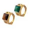 Anillo de ojo de tigre con incrustaciones de veta natural, temperamento suave, joyería de mano de moda transfronteriza popular en Europa y Estados Unidos para hombres, mujeres y parejas