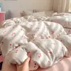 Juego de Cuatro Piezas de Gasa Grado A Materno e Infantil, Sábana Bajera y Funda Nórdica de Gasa de Doble Capa de Algodón Puro, Juego de Tres/Cuatro Piezas para Cama Individual/Doble