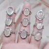 Anel de calcedônia branca design moderno e generoso anel feminino boa qualidade impecável 10*14 econômico