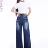 Jeans feminino da moda estilo Hong Kong primavera 2026 novo personalizado com letras hip-hop ins moderno alta rua moda calças compridas estilosas