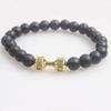 Zhou Lianfa Accesorios Transfronterizos Pulsera de Piedra Volcánica Aleación Negra Mate Mancuerna Pulsera de Energía Pulsera de Cuentas para Yoga
