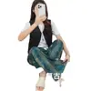 Pantalones de pijama de algodón y seda para mujer, talla grande de verano, pantalones de pierna ancha de cintura alta adelgazantes, estilo fino de primavera y otoño, pantalones de casa de algodón artificial de alta gama