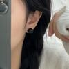 Pendientes tipo gorro con forma de bola de ágata negra de estilo fiebre de plata esterlina S925, de alta calidad, elegantes, de nicho, simples y versátiles