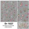 Redanco nuevo 5D relieve rosa flor de begonia concha luz pegatinas para uñas estéreo pegatinas para uñas Dr-1027