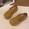 Zapatos casuales de suela gruesa estilo Birkenstock para mujer, nuevo modelo otoño 2026, zapatos perezosos de ante sin cordones y suela blanda, zapatos de punta redonda poco profundos de un solo color