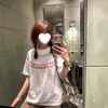 Camiseta de Manga Corta con Estampado Fair Isle Retro Americano para Mujer, Verano de Alta Gama Algodón Puro Versátil Estilo Novio Perezoso Holgado