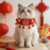 Estilo Ano Novo do Cavalo Gato e Cachorro Festivo Vermelho Animal de Estimação Crochê Fio Laço Gola Cachecol