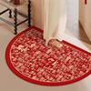 Tapete de Entrada Estilo Chinês Tapete Baifu Tapete de Porta Vermelho Ano Novo Entrada Entrada Resistente à Sujeira Veludo de Cristal Fácil de Cuidar Tapete de Pé