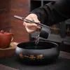 Cerámica Negra Lavado de Té Cerámica Gruesa Grande y Pequeño Lavado de Agua Tazas de Té Lavado de Pinceles Cenicero para Lavar Maceta Accesorios para Juego de Té Kung Fu