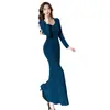 Vestido de Sirena de Cuello Cuadrado de Manga Larga de Alta Gama, Elegante Vestido de Moda de Primavera, Vestido Bodycon Sexy que Moldea la Cintura