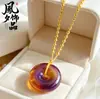 Joyería vintage, collar con colgante de gota de agua de ámbar antiguo, hebilla de paz, amuleto "Sin Preocupaciones", cadena larga para suéter, estilo étnico para hombres y mujeres