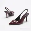 Sandalias de Tacón Alto Stiletto de Charol Brillante con Punta Fina y Correa Trasera, Modernas, Lujo Ligero, Elegantes Tacones Stiletto de Punta Fina con Correa Única