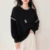 Outono e Inverno Novo Estilo Coreano Solto e Preguiçoso Gola Redonda Suéter de Tricô para Mulheres com Design Transfronteiriço