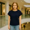 Camiseta de Manga Corta de Algodón Puro 160g, Nueva Primavera Transfronteriza 2025, para Mujer, Holgada y Cómoda, Casual Diario, Top de Cuello Redondo