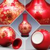 Jingdezhen Cerámica Florero Adornos Rojo Chino Arreglo Floral Decoraciones Artesanales Botella de Porcelana para Sala de Estar Hogar Chino
