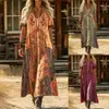 Vestido midi de verano bohemio con retazos estampados de cuello en V de un solo pecho en línea A para comercio exterior europeo y americano de eBay