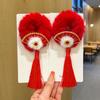 Anel de Cabelo de Pelúcia Vermelho para Crianças Corda de Cabelo Vermelha Nova Corda de Cabelo de Ano Novo para Meninas Flor de Cabelo Estilo Chinês Cabelo de Hanfu Traje Tang