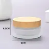 Tarro de crema de vidrio con veta de madera esmerilada y tapa, tarro sellado para crema de ojos, tarro para crema facial, tarro cosmético, recipiente para crema para reempaquetar, disponible para venta al por mayor