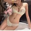 Conjunto de Brasier Sexy de Encaje Estilo Francés con Tirantes Cruzados Puros para Mujer Pecho Grande Pequeño Verano Fino Transpirable