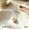 Broche floral de luxo para roupas, alfinete anti-exposição, broche de zircônia, broche grande de folha e pérola