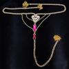 Outono e Inverno Europeu e Americano Novo Sexy Rosa Strass Fio Dental Corrente de Corpo Acessórios de Moda Feminina Corrente de Corpo Feminina