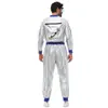 S-XXL Padre-Hijo Plateado Brillante Mono de Astronauta Halloween Fiesta de Escenario Disfraz de Rol Espacial